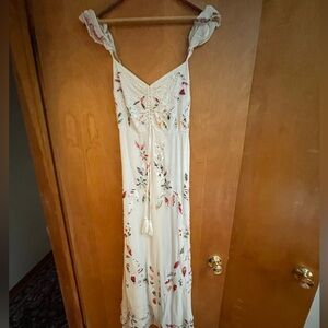 Farm Rio Floral Embroidered White Maxi Dress